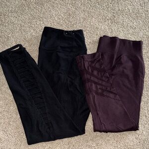 High-Waist Black & Plum Leggings Duo